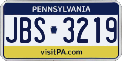 PA license plate JBS3219