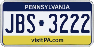 PA license plate JBS3222
