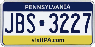 PA license plate JBS3227