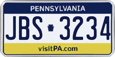 PA license plate JBS3234
