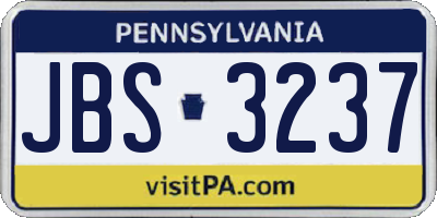 PA license plate JBS3237