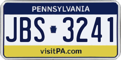 PA license plate JBS3241