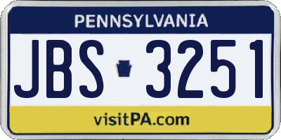 PA license plate JBS3251