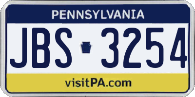 PA license plate JBS3254