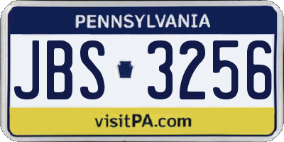 PA license plate JBS3256
