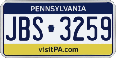 PA license plate JBS3259