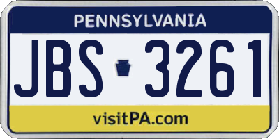 PA license plate JBS3261