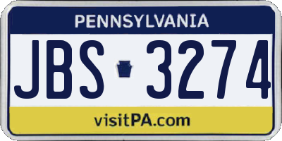 PA license plate JBS3274