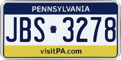 PA license plate JBS3278