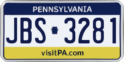 PA license plate JBS3281