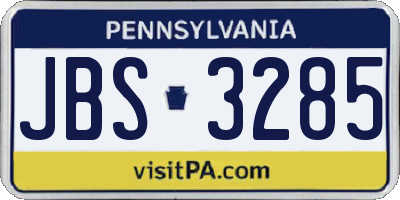 PA license plate JBS3285