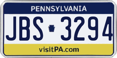 PA license plate JBS3294