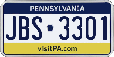 PA license plate JBS3301