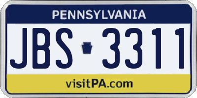 PA license plate JBS3311