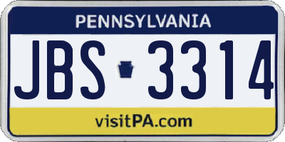 PA license plate JBS3314