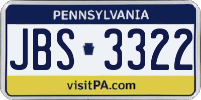 PA license plate JBS3322