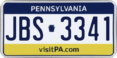 PA license plate JBS3341