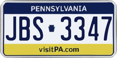 PA license plate JBS3347
