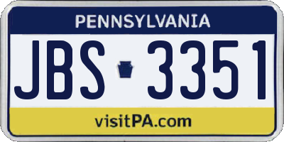 PA license plate JBS3351
