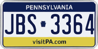 PA license plate JBS3364