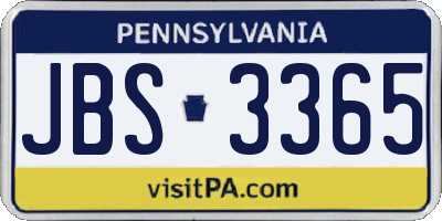 PA license plate JBS3365