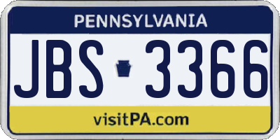 PA license plate JBS3366
