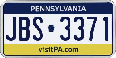 PA license plate JBS3371