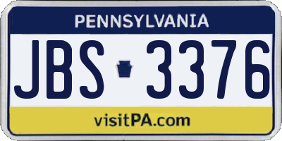 PA license plate JBS3376