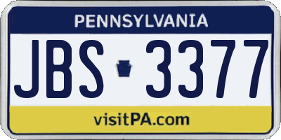 PA license plate JBS3377