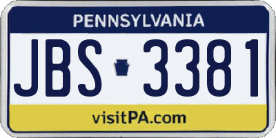 PA license plate JBS3381