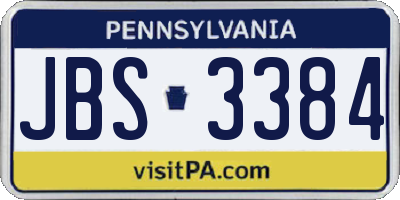 PA license plate JBS3384
