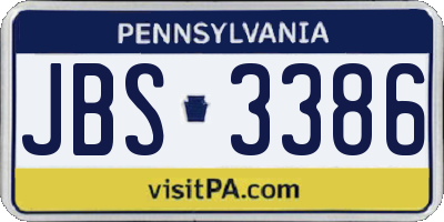 PA license plate JBS3386