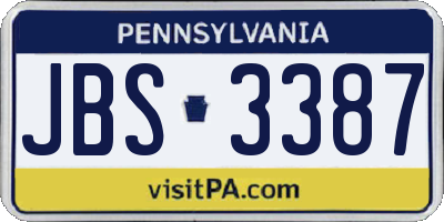 PA license plate JBS3387