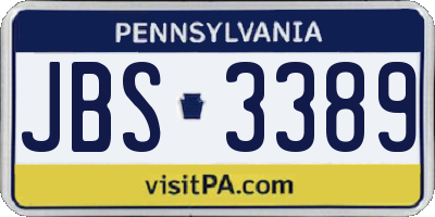 PA license plate JBS3389