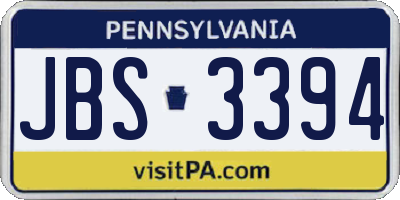 PA license plate JBS3394