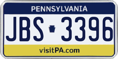 PA license plate JBS3396