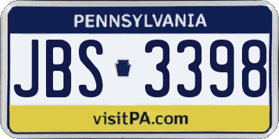 PA license plate JBS3398