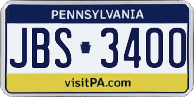 PA license plate JBS3400