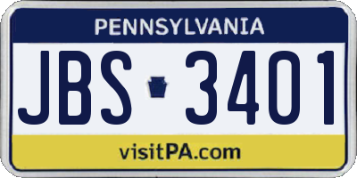 PA license plate JBS3401