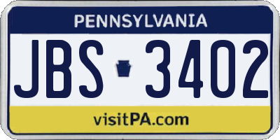 PA license plate JBS3402