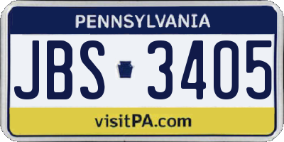 PA license plate JBS3405