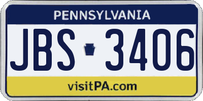 PA license plate JBS3406