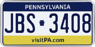 PA license plate JBS3408