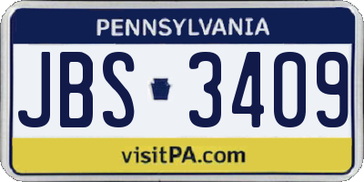 PA license plate JBS3409