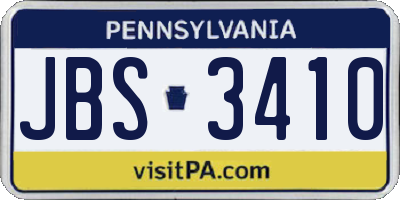 PA license plate JBS3410