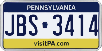 PA license plate JBS3414
