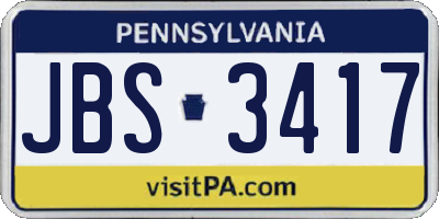PA license plate JBS3417