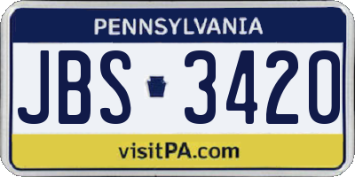 PA license plate JBS3420