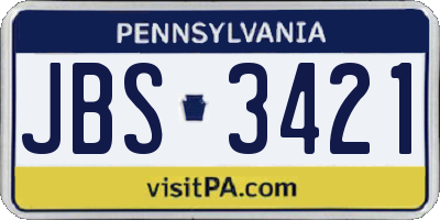 PA license plate JBS3421