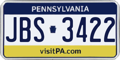 PA license plate JBS3422